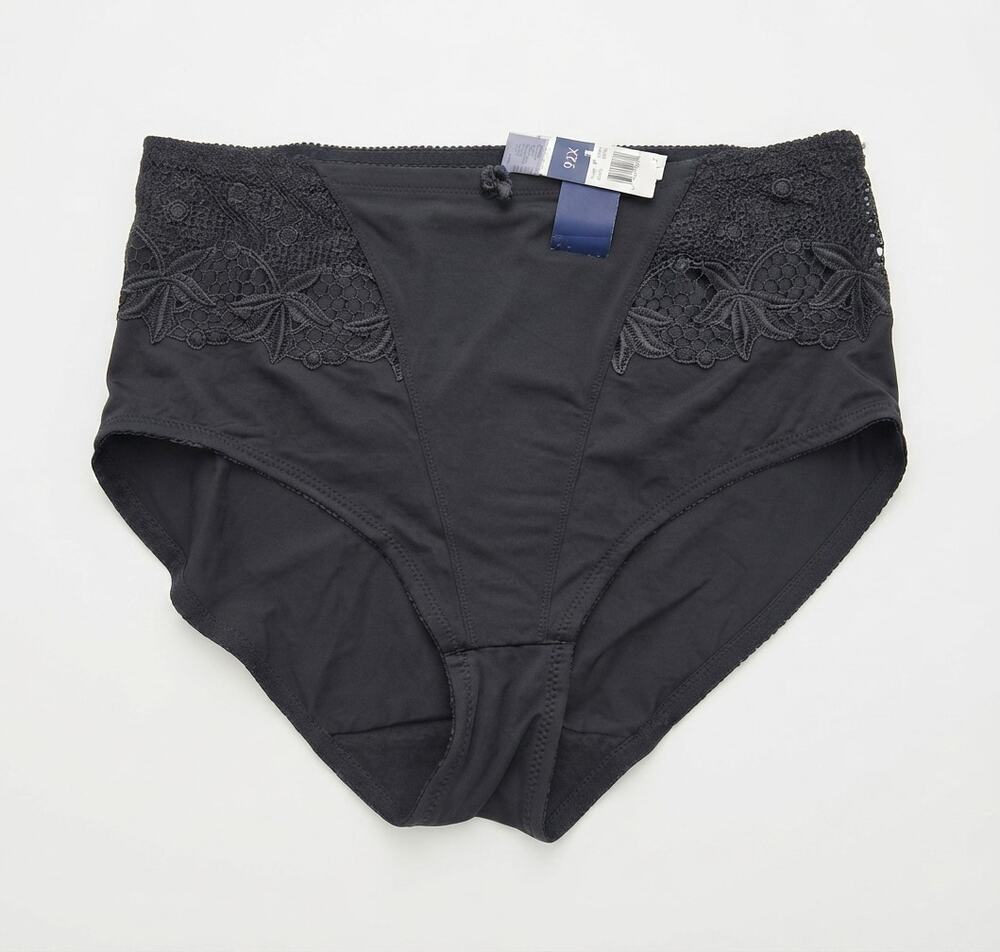 Deadstock Vintage 90s Delta Burke Black High Waist 2X Panty Lace Full Coverage